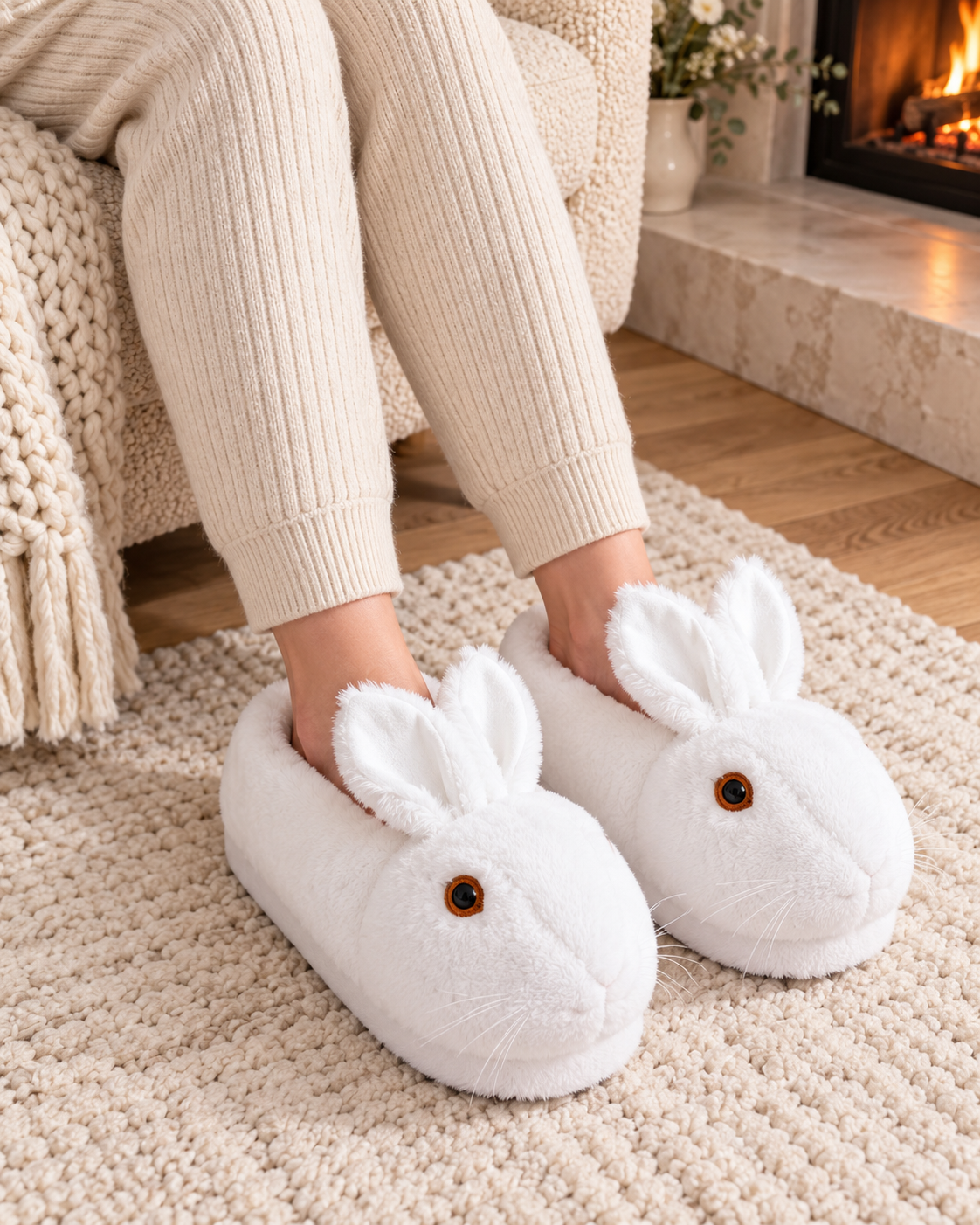 Women White Rabbit Animal 3D Slipper