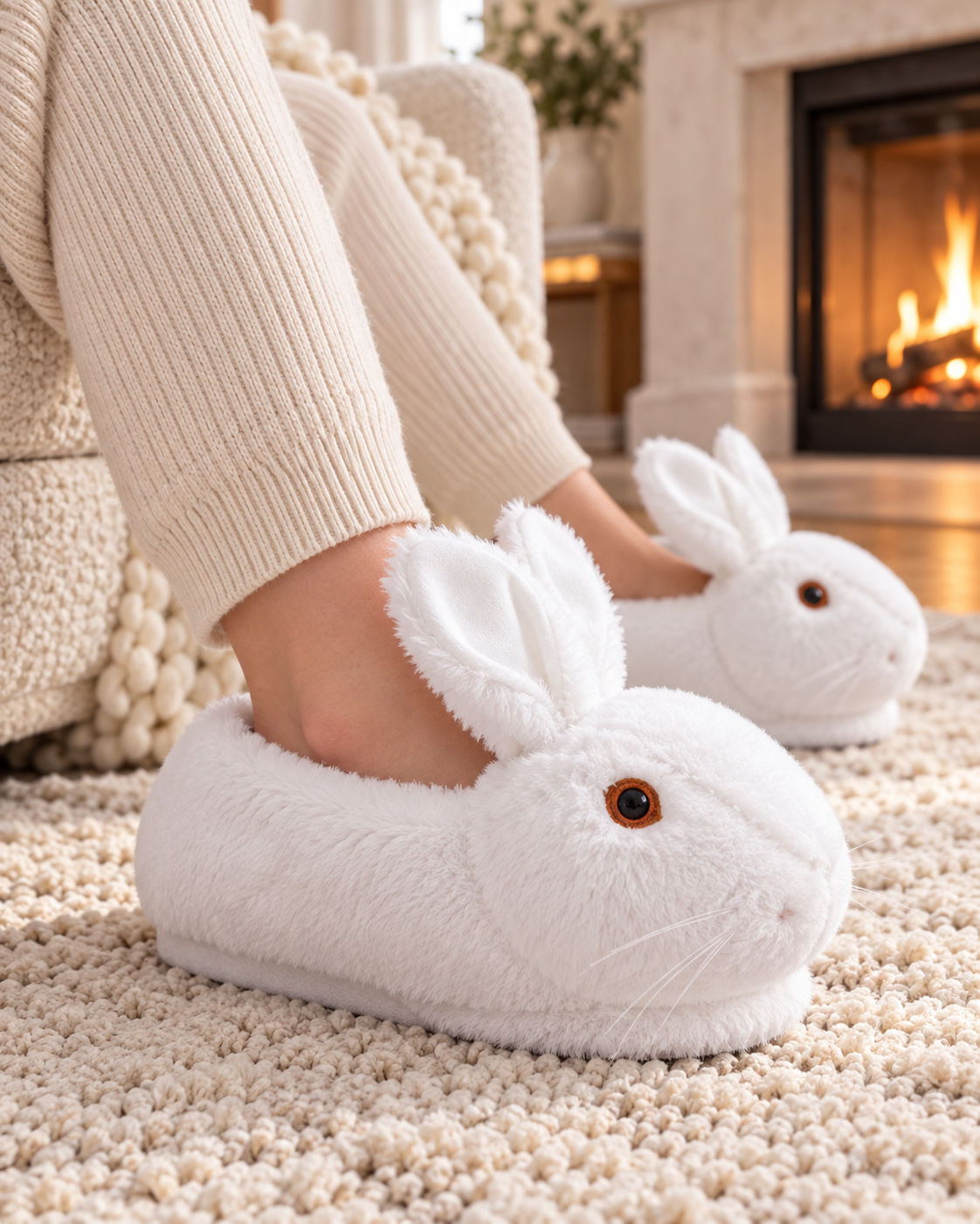 Women White Rabbit Animal 3D Slipper