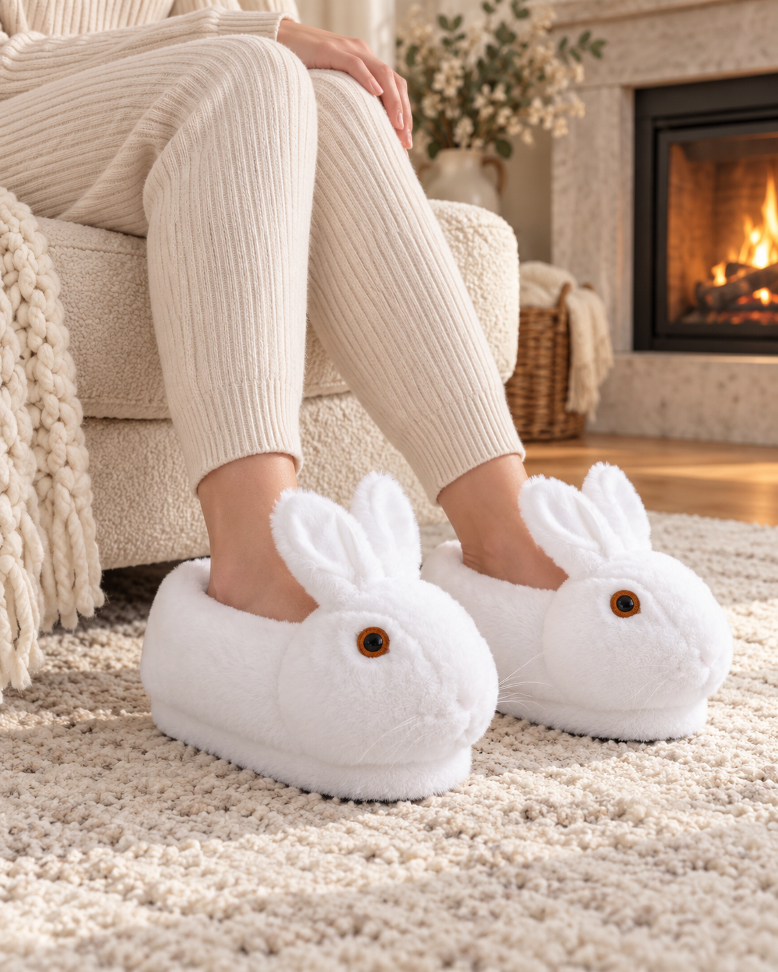 Women White Rabbit Animal 3D Slipper