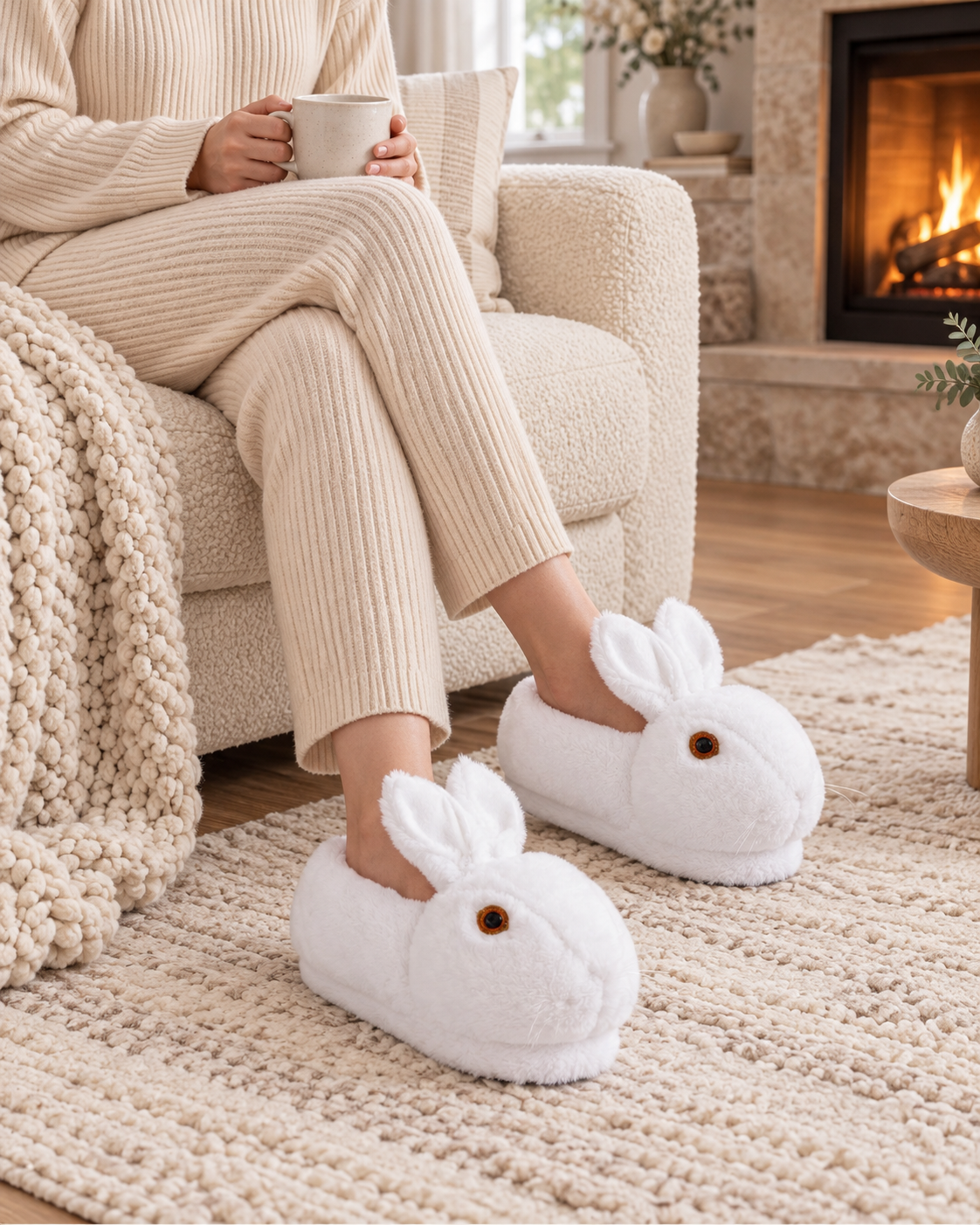 Women White Rabbit Animal 3D Slipper