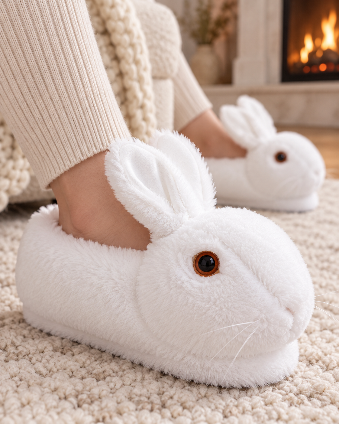 Women White Rabbit Animal 3D Slipper