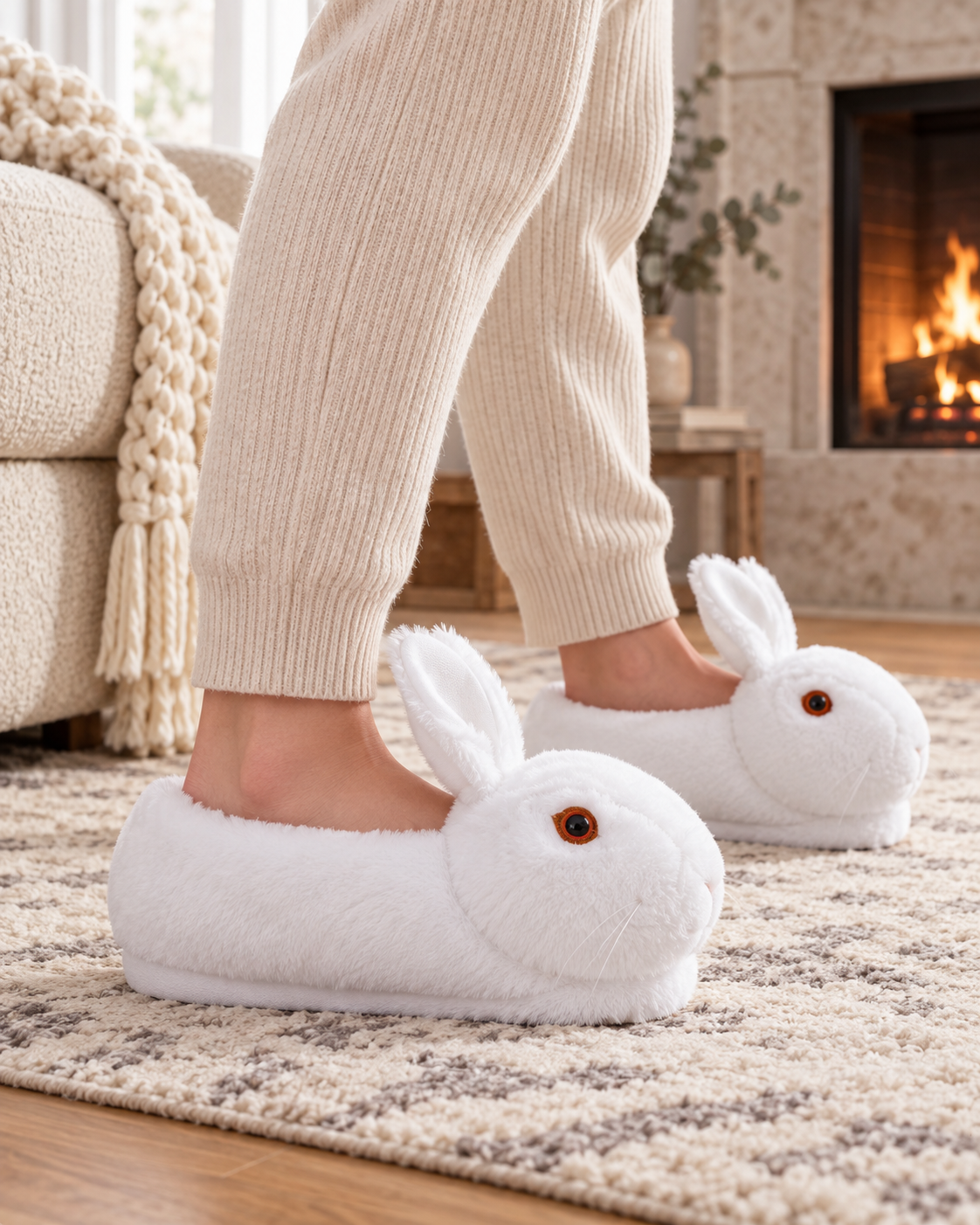 Women White Rabbit Animal 3D Slipper